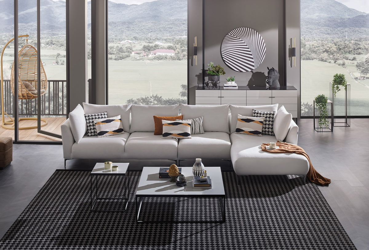 Mayfair Hoek Combinatie 2, Fluweel, Wit