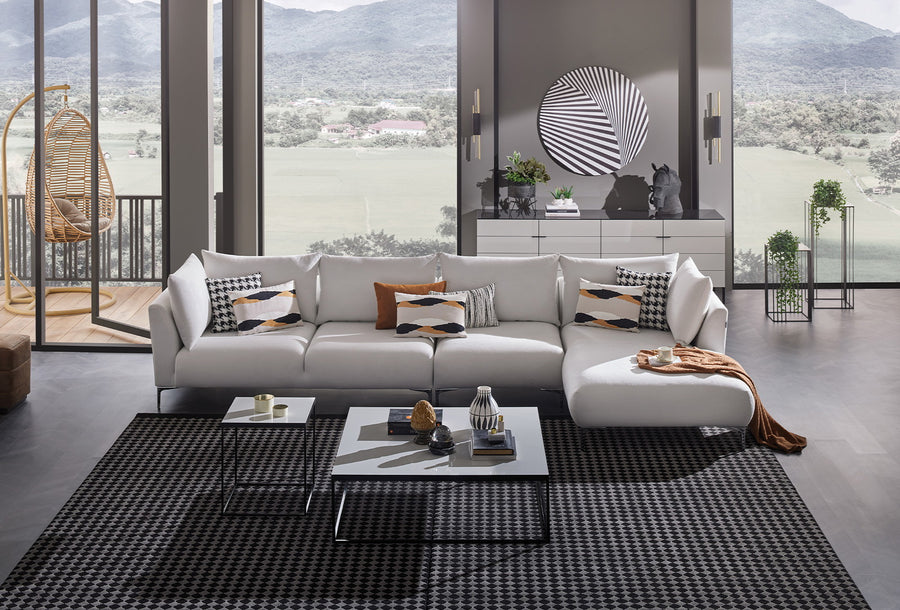 Mayfair Hoek Combinatie 2, Fluweel, Wit
