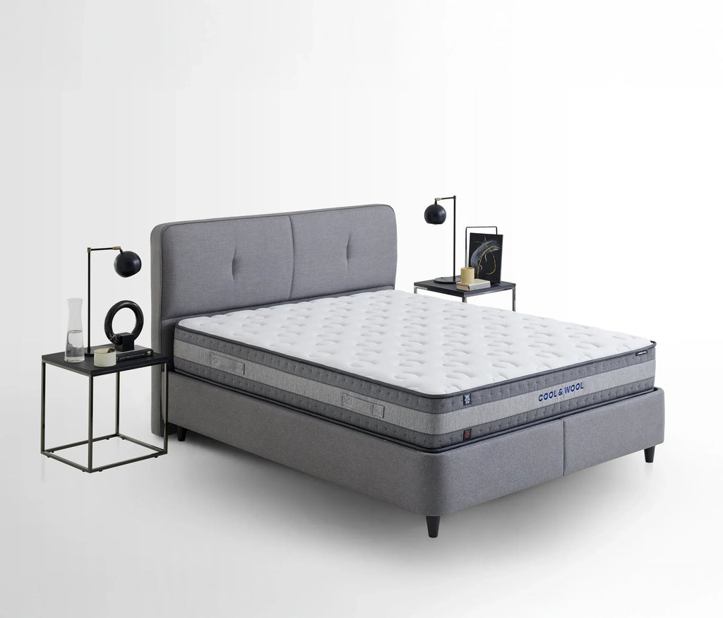 Lento Boxspring met Opbergruimte | Cool Action Hoofdbord incl. Ionic Energy Pro Matras | 3 in 1 Set - 180x200 - Creme (14207)