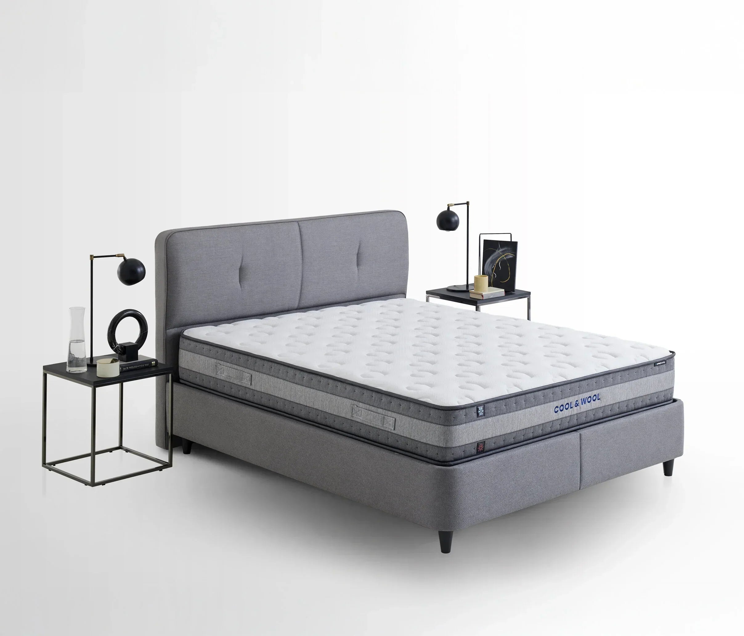 Lento Boxspring 3 in 1 Set met Cool Action hoofdbord en Ionic Energy Pro matras 120x200