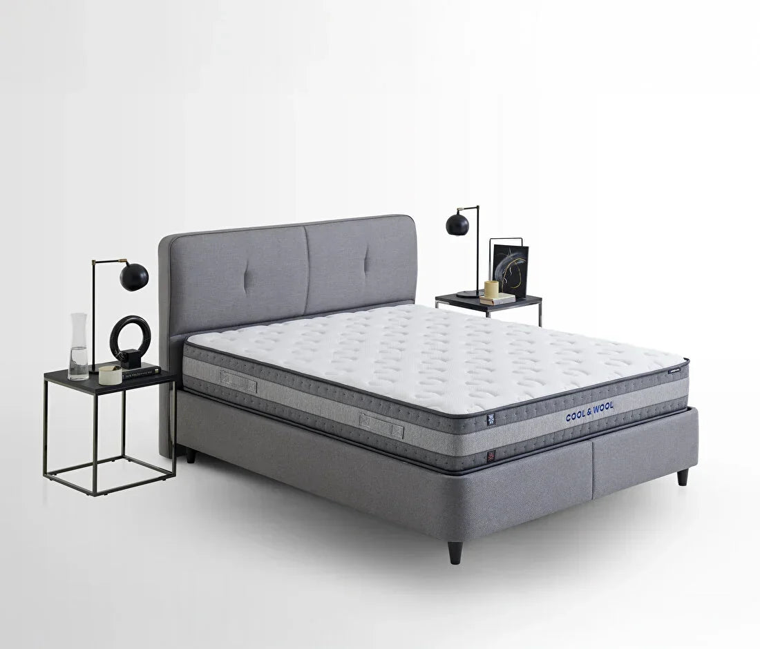 Lento Boxspring met Opbergruimte | Cool Action Hoofdbord incl. Ionic Energy Pro Matras | 3 in 1 Set - 180x200 - Creme (14207)