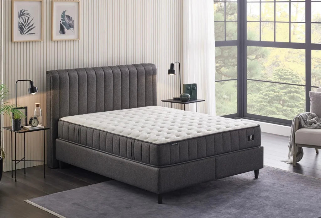 Yatas Bedding | Ionic Energy Pro Baza Incl. Matras 160x200 Antraciet | Boxspring | Met Opbergruimte