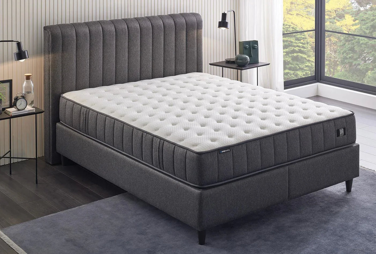 Yatas Bedding | Ionic Energy Pro Baza Incl. Matras 160x200 Antraciet | Boxspring | Met Opbergruimte