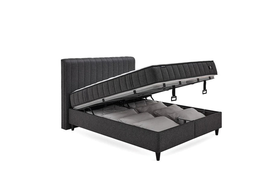 Yatas Bedding | Ionic Energy Pro Baza Incl. Matras 160x200 Antraciet | Boxspring | Met Opbergruimte