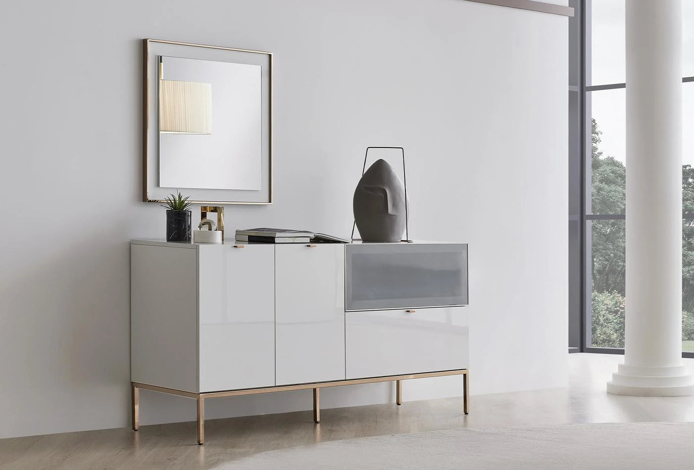 Legato Spiegel Dressoir Kast Wit 70x70