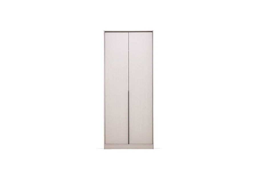 Loreto draaideurkast met twee deuren in creme, smal model voor een kleine slaapkamer