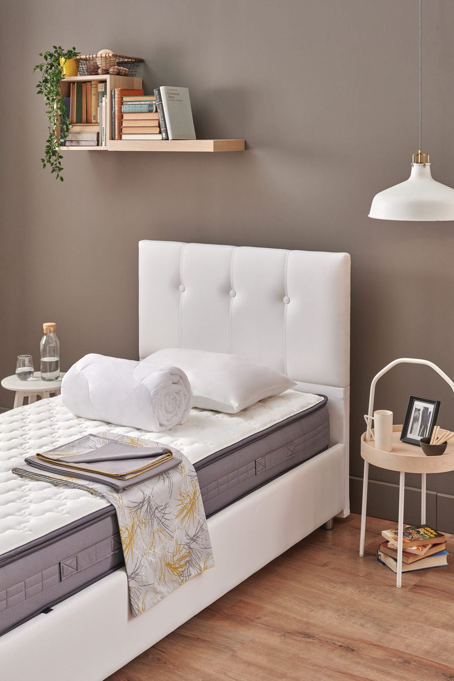 Yatas Bedding | Somni Baza Incl. Hoofdbord en Matras 3 in 1 Set | Boxsprings | Met Opbergruimte