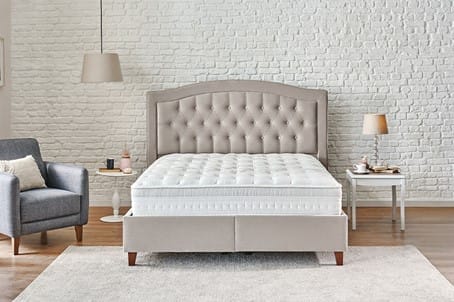 Yatas Bedding | Lisbon Baza Incl. Lorenz Hoofdbord 160x200 Beige | Boxspring | Met Opbergruimte