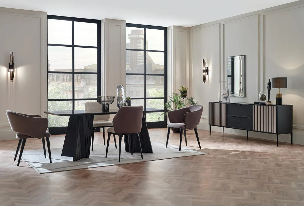 Riga Eettafel Zwart 160-200x90