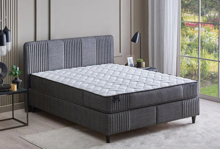 Yatas Bedding | Wool Sense Baza 160x200 Antraciet 3 in 1 Set | Boxspring | Met Opbergruimte