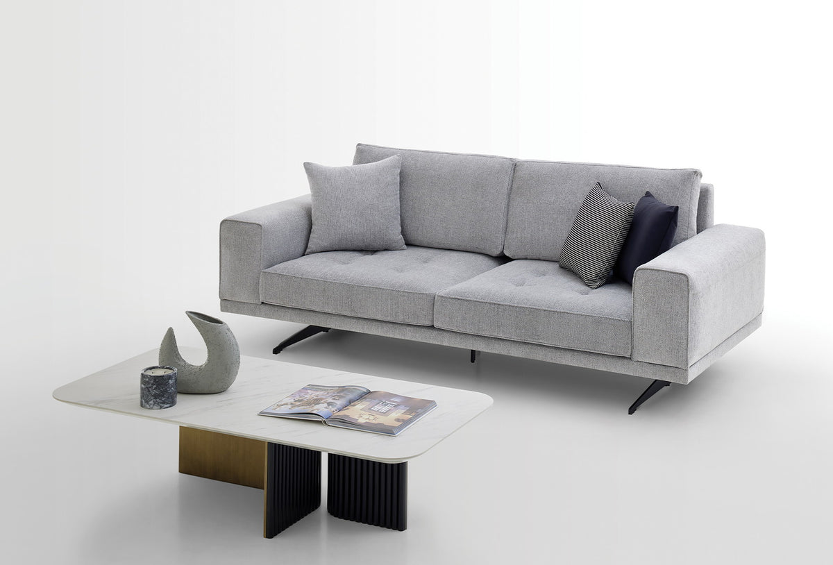 Bold 3-zits Fauteuil, Geweven Stof, Grijs