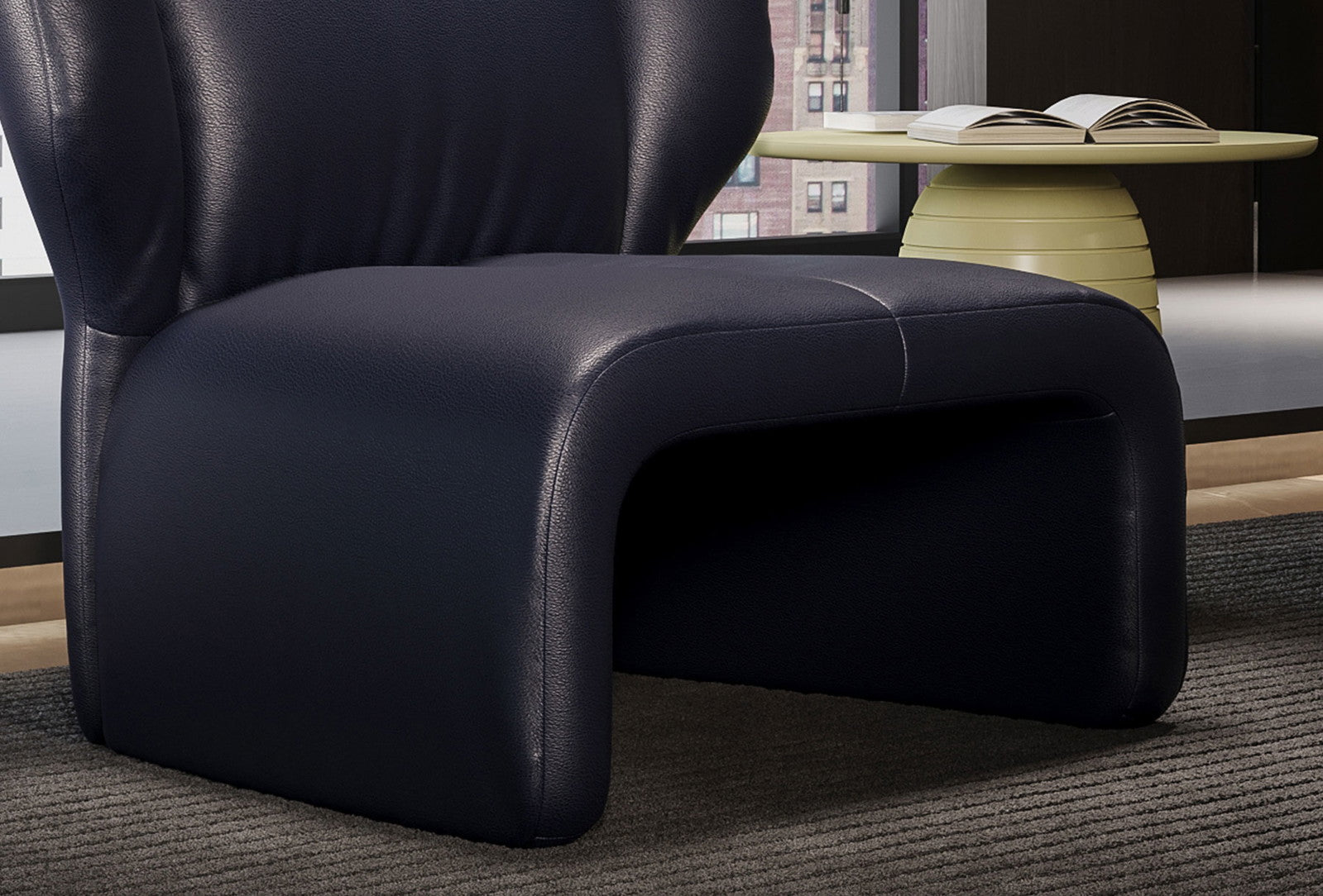 Puddle Fauteuil, Echt Leer, Marine