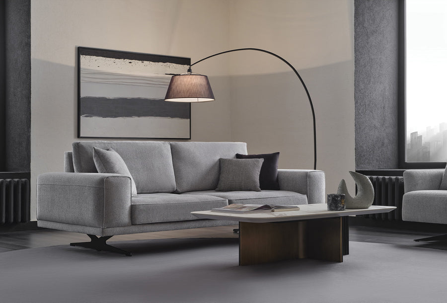 Bold 3-zits Fauteuil, Geweven Stof, Grijs