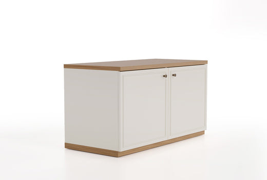Marsana tv-meubel van 101 cm met twee deuren, eiken blad en plint