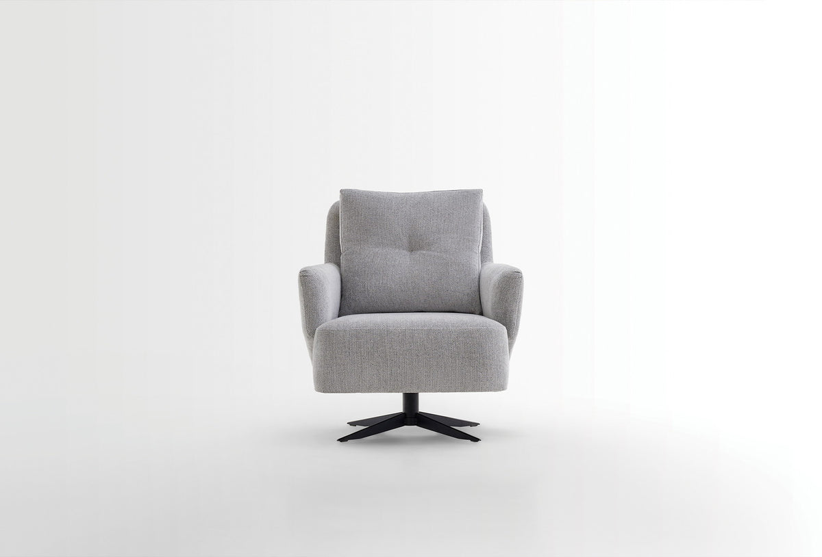 Bold Fauteuil - Draaibaar met Poten,Geweven Stof, Grijs