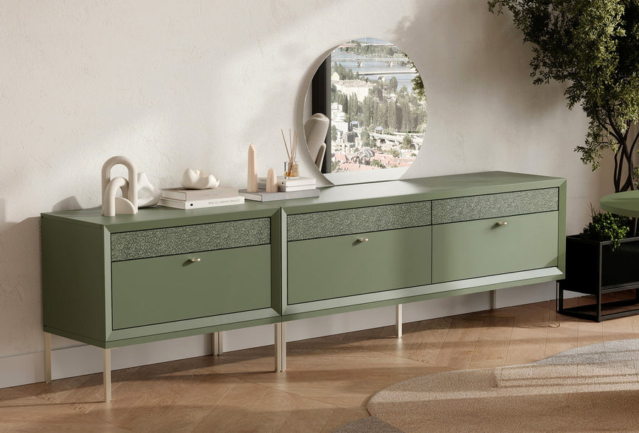Fit & Flex 4 met Lade met Poten Module - Groen, 160x67 cm (BxH)