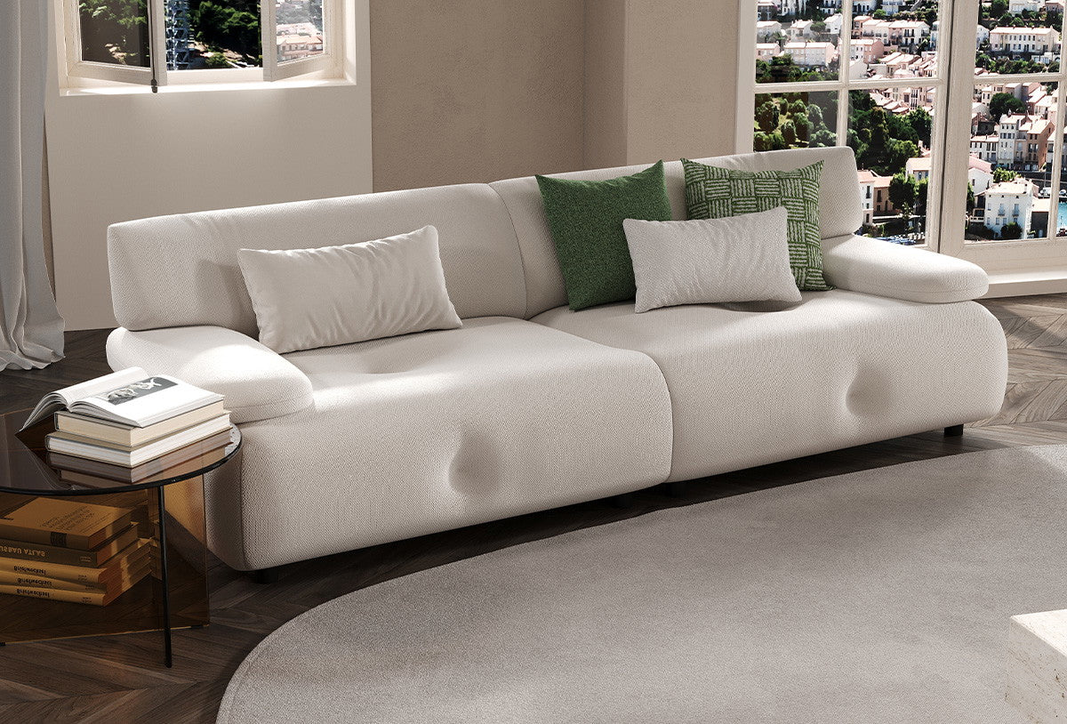 Block Visions 3-zits met Slaapfunctie Fauteuil, Chenille, Wit