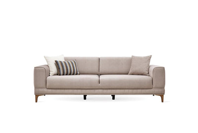 Pavia 3-zitsbank met slaapfunctie in beige fluweel