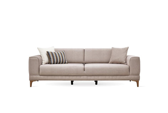Pavia 3-zitsbank met slaapfunctie in beige fluweel